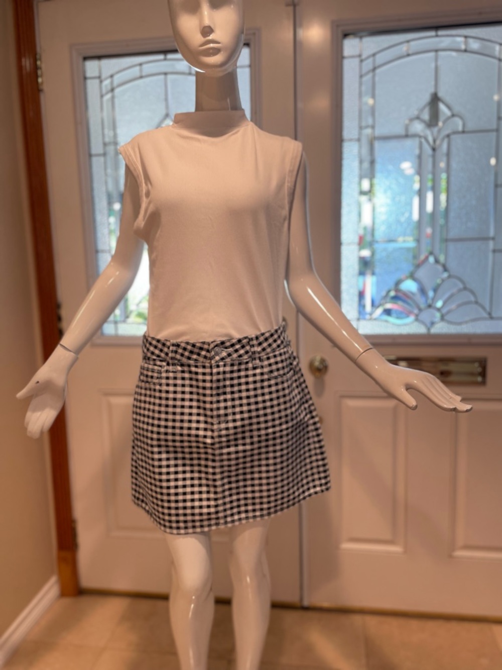 PacSun Black & White Gingham Flat Front Skirt
